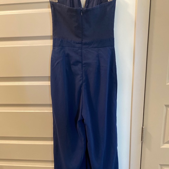 Navy blue high waisted jumpsuit - Picture 2 of 5